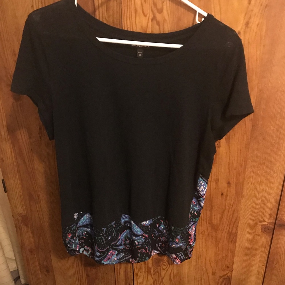 Black Express tunic with pink and blue paisley